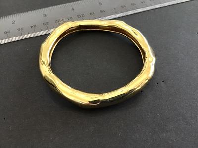 Alexis Bittar Wide Molten Bangle Bracelet Signed Designer 14 K Gold Plated
