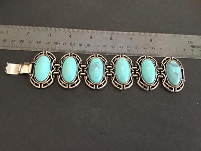 Wide Faux Stone Locking Bracelet. Mid
