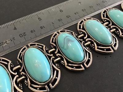 Wide Faux Stone Locking Bracelet. Mid