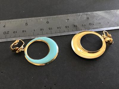 Teal Clip on Hoop Earrings