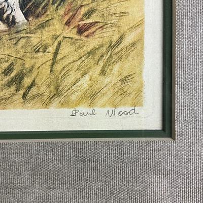 003 Spaniel Hunting Dog With Flying Bird Hand-Colored Etching By Paul Wood