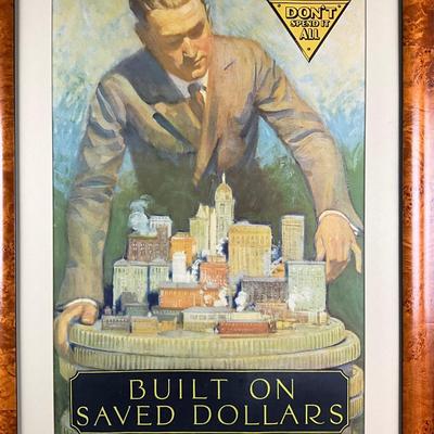 012 Antique Poster "Don't Spend It All - Built On Saved Dollars" National Service Bureau Chicago