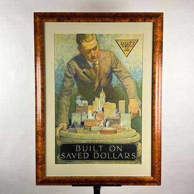 012 Antique Poster "Don't Spend It All - Built On Saved Dollars" National Service Bureau Chicago