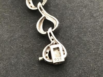 Sun Sterling Silver 925 Diamond Chip Heart Tennis Bracelet