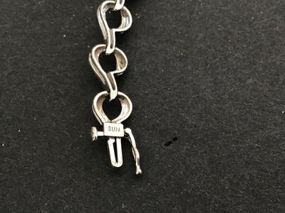 Sun Sterling Silver 925 Diamond Chip Heart Tennis Bracelet