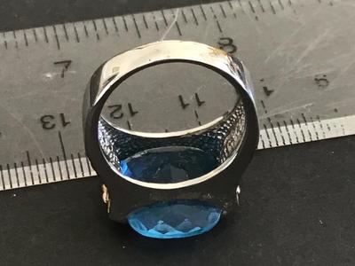 Blue Glass Chunky Statement Ring. Gold silver Tones