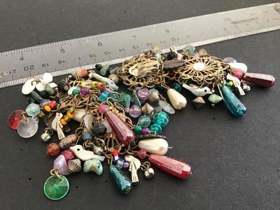 Vintage Glass Hodge Podge Statement Earrings. Unique