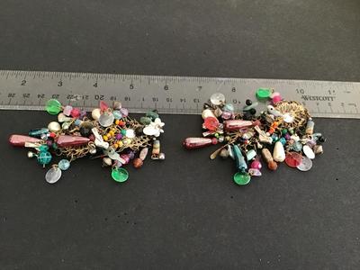 Vintage Glass Hodge Podge Statement Earrings. Unique