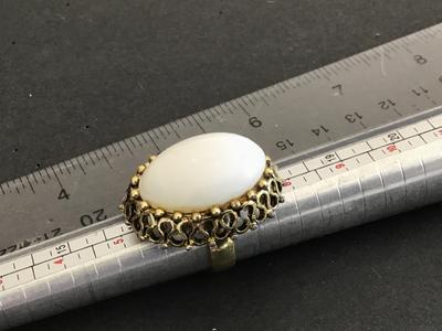 White Glass Statement Ring