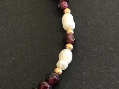 Rhondolite Garnet Pearl 18 Kt Gold Filled Necklace And Bracelet. Vintage