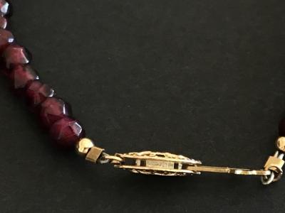 Rhondolite Garnet Pearl 18 Kt Gold Filled Necklace And Bracelet. Vintage