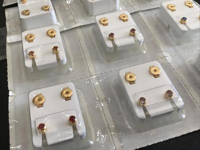 4MM Sealed Stud Earrings mix Stones and Colors 19 Pair s