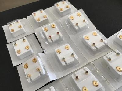 4MM Sealed Stud Earrings mix Stones and Colors 19 Pair s