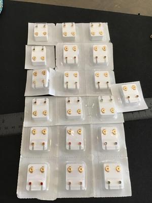 4MM Sealed Stud Earrings mix Stones and Colors 19 Pair s