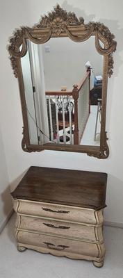 LOT 31X: Nightstand and Decorative Mirror
