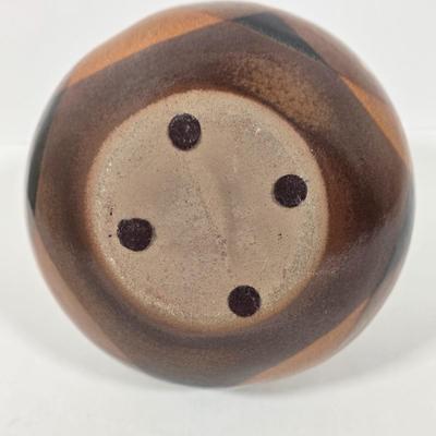 LOT 32Z: Wooden Torso Figurine, Pottery Jar with Spout, and Round Vase