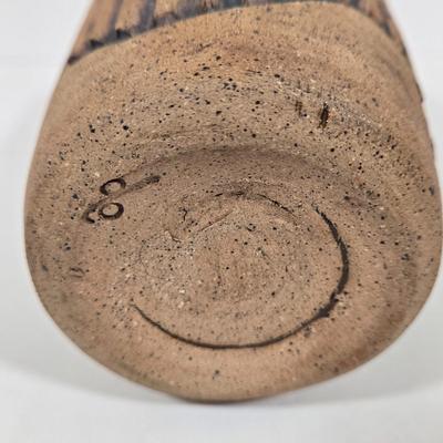 LOT 32Z: Wooden Torso Figurine, Pottery Jar with Spout, and Round Vase