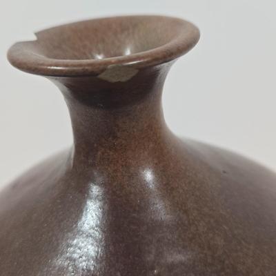 LOT 32Z: Wooden Torso Figurine, Pottery Jar with Spout, and Round Vase