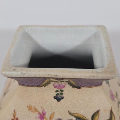 LOT 33Z: Japanese Earthenware Pottery Jar with Brass Lid and Base and Dried Flower Art Hand Made in Switzerland