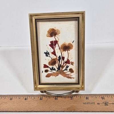 LOT 33Z: Japanese Earthenware Pottery Jar with Brass Lid and Base and Dried Flower Art Hand Made in Switzerland