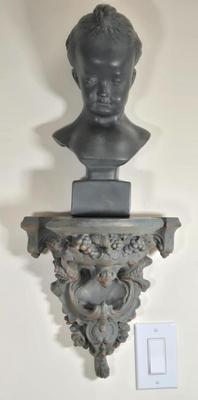 LOT 35Y: Decorative Wall Sconce Shelf and Bust Sculpture