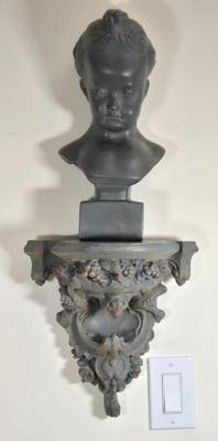 LOT 35Y: Decorative Wall Sconce Shelf and Bust Sculpture