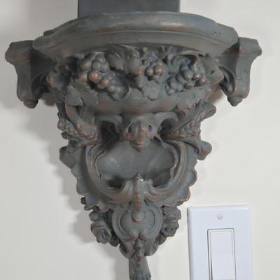 LOT 35Y: Decorative Wall Sconce Shelf and Bust Sculpture