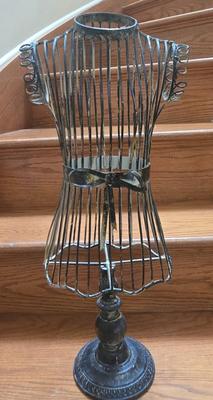 LOT 38S: Dress Form Made from Newspaper and Two Metal Wire Dress Forms