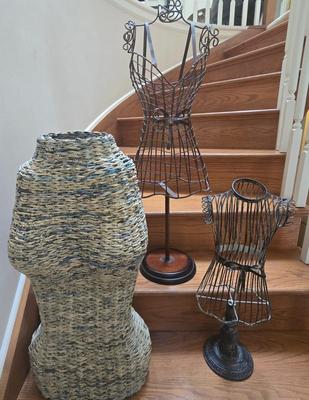 LOT 38S: Dress Form Made from Newspaper and Two Metal Wire Dress Forms