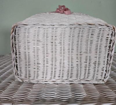 LOT 39X: Wicker Dresser, Hamper, and Waste Paper Basket