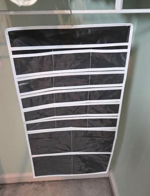 LOT 40X: Young Ladies Closet Lot Including Shoe Shelf, White Sweater Shelf, Shoes, Formal Dresses, Plastic Drawer Unit, Boots, and More