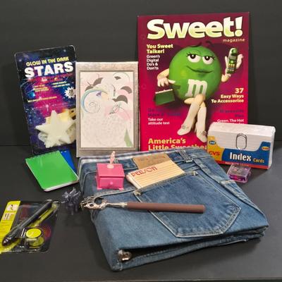 LOT 81X: School Supplies Including Denim Binder, Folder, Note Pads, Address Book, and More