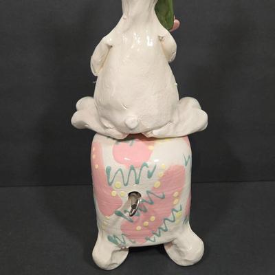 LOT 82X: Bunny Nursery Decor Including Framed Print, TY Beanie Babies Hoppity, Artist Original Music Box, and More