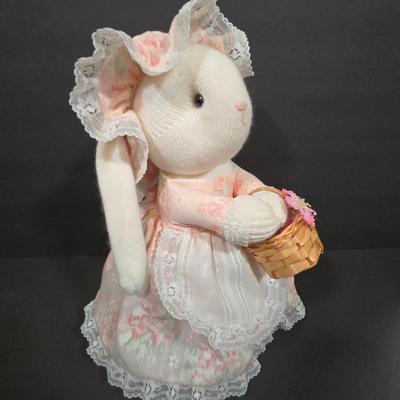 LOT 82X: Bunny Nursery Decor Including Framed Print, TY Beanie Babies Hoppity, Artist Original Music Box, and More