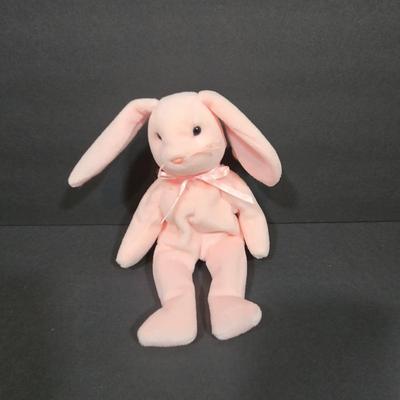 LOT 82X: Bunny Nursery Decor Including Framed Print, TY Beanie Babies Hoppity, Artist Original Music Box, and More
