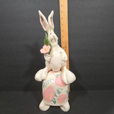 LOT 82X: Bunny Nursery Decor Including Framed Print, TY Beanie Babies Hoppity, Artist Original Music Box, and More