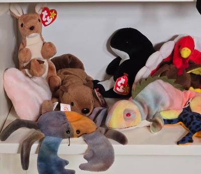 LOT 84X: Large Lot of Stuffies, TY Beanie Babies, and More