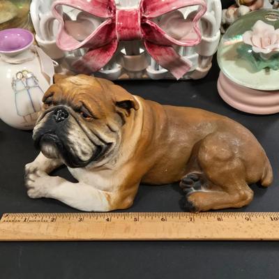 LOT 91X: Ceramic Basket, Snow Globe, Coin Banks, and More