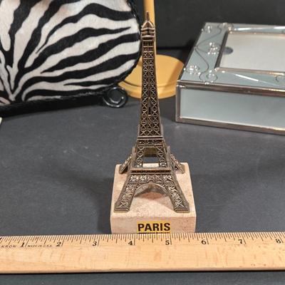 LOT 93X: Tween Vanity Set Including Purse Lamp, Eiffel Tower, and More