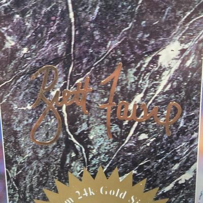 LOT 105X: Numbered Spectrum 24k Gold Signature Brett Favre Photo, Favre Cap, and More