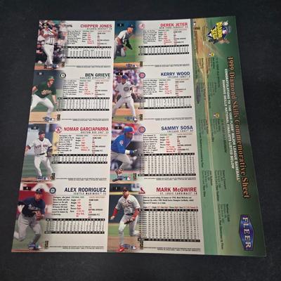 LOT 106Z: Five Fleer 1999 Diamond Skills Commemorative Sheets and Four Premier NFL Edition Uncut Sheets