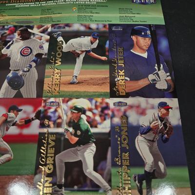 LOT 106Z: Five Fleer 1999 Diamond Skills Commemorative Sheets and Four Premier NFL Edition Uncut Sheets