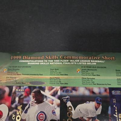LOT 106Z: Five Fleer 1999 Diamond Skills Commemorative Sheets and Four Premier NFL Edition Uncut Sheets