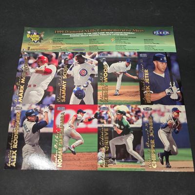 LOT 106Z: Five Fleer 1999 Diamond Skills Commemorative Sheets and Four Premier NFL Edition Uncut Sheets