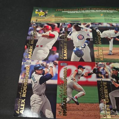 LOT 106Z: Five Fleer 1999 Diamond Skills Commemorative Sheets and Four Premier NFL Edition Uncut Sheets