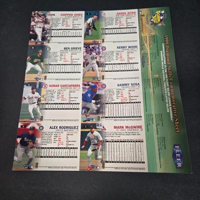 LOT 106Z: Five Fleer 1999 Diamond Skills Commemorative Sheets and Four Premier NFL Edition Uncut Sheets