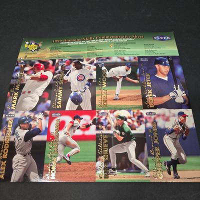 LOT 106Z: Five Fleer 1999 Diamond Skills Commemorative Sheets and Four Premier NFL Edition Uncut Sheets
