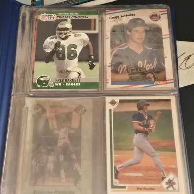 LOT 110Z: Assorted Sports Fan's Collectibles Including Penants, Cards, and More