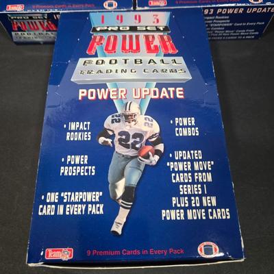 LOT 114Z: Four Boxes of 1993 Pro Set Power Football Trading Cards