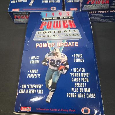 LOT 114Z: Four Boxes of 1993 Pro Set Power Football Trading Cards